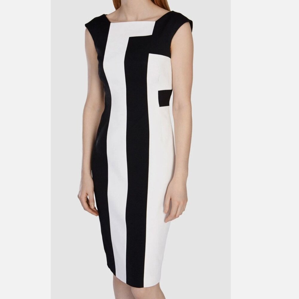 Karen Millen Black and White Geometric Midi Dress